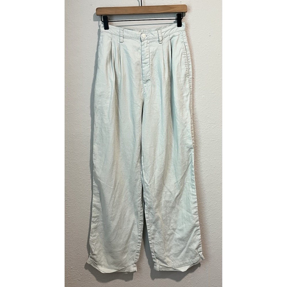 Vintage Eddie Bauer Women's Linen Pants Size 6 Light Green Lagenlook Cruisewear